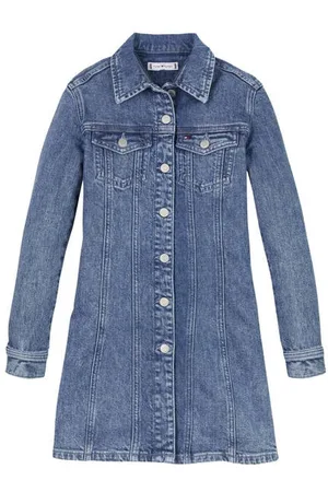Tommy Hilfiger Spijkerjurk Blauw Meisjes Katoen Klassieke kraag