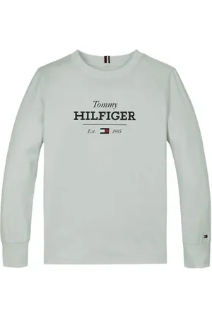 Tommy Hilfiger Longsleeve wit Jongens Katoen Ronde hals Logo