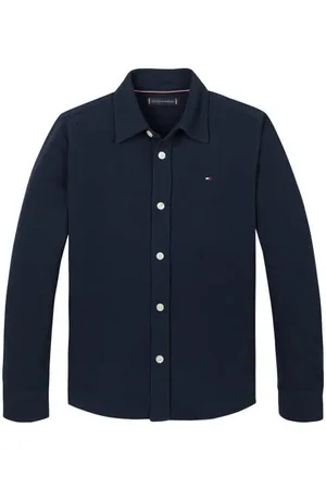 Tommy Hilfiger Overhemd blauw Jongens Katoen Button down Effen