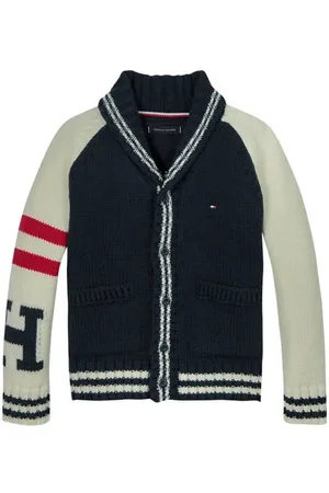 Tommy Hilfiger Vest donkerblauw grof gebreid Jongens Katoen V
