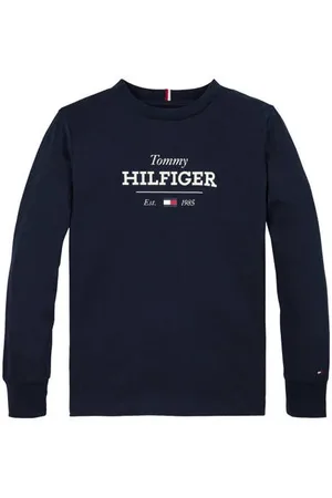 Tommy Hilfiger Longsleeve blauw Jongens Katoen Ronde hals Logo