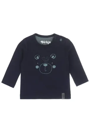 Dirkje Baby longsleeve met katoen donkerblauw/grijsgroen Printopdruk