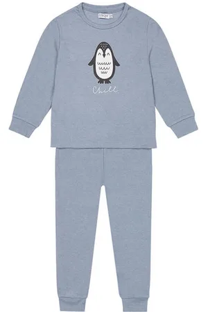 Dirkje Pyjama blauw Jongens Katoen Ronde hals Printopdruk