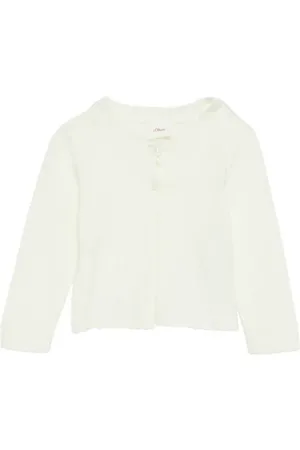 QS by s.Oliver Vest ecru fijn gebreid Meisjes Viscose Ronde hals Effen