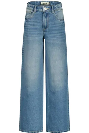 Raizzed Wide leg regular waist jeans medium blue denim Blauw Effen