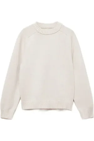 MANGO Trui beige gebreid Jongens Katoen Ronde hals Effen