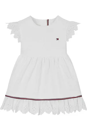 Tommy Hilfiger Korte jurk broderie Meisjes Stretchkatoen Ronde hals