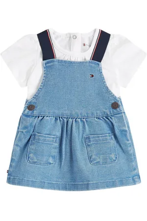 Tommy Hilfiger Shirt + jurk Blauw Meisjes Katoen Ronde hals