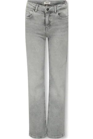 ONLY KIDS GIRL wide leg high waist jeans grey denim Grijs Effen