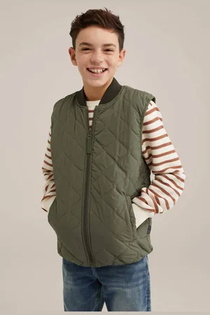 WE Fashion Blue Ridge bodywarmer groen Jongens Polyester Ronde hals Effen