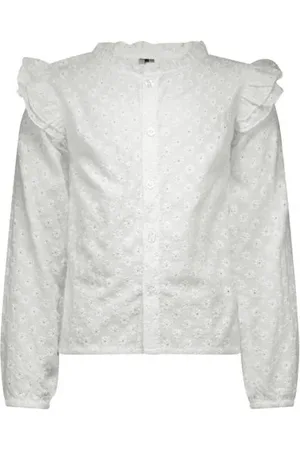 B.Nosy Blouse B.Belle met all over print en ruches Meisjes Katoen Opstaande kraag