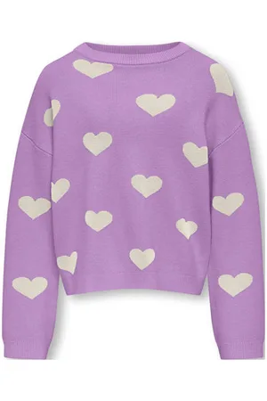 ONLY KIDS GIRL trui lila fijn gebreid Paars Meisjes Viscose Ronde hals