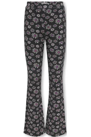 ONLY KIDS GIRL flared legging Broek Zwart Meisjes Viscose Bloemen