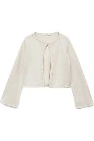 MANGO Vest beige fijn gebreid Meisjes Katoen Ronde hals Effen