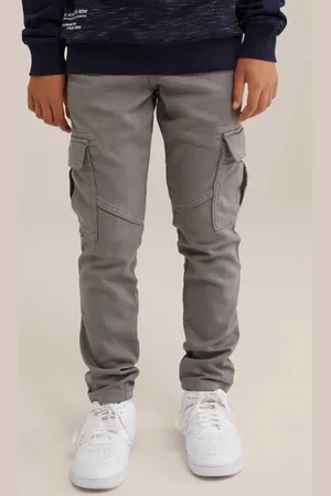 WE Fashion Blue Ridge slim fit cargobroek Jongens Stretchkatoen Ruit