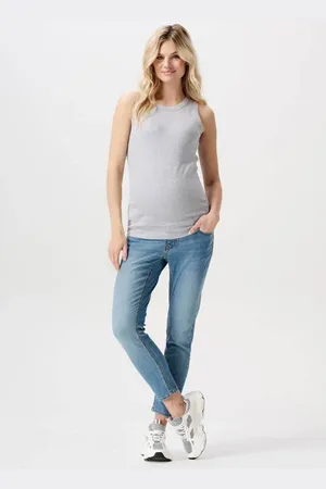 Noppies Maternity cropped zwangerschaps slim fit jeans Mila Blauw Dames Denim