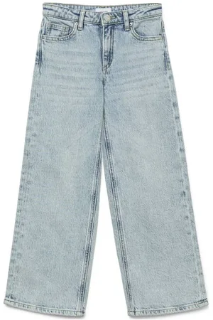 VERO MODA Wide leg high waist jeans Blauw Effen