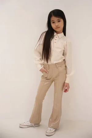 NoNo Bootcut casual broek goud Meisjes Polyester Effen