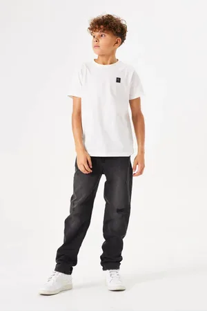 Garcia Tapered fit jeans Zwart Jongens Stretchdenim Effen