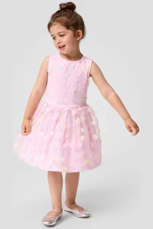 QS by s.Oliver Korte jurk Meisjes Polyester Ronde hals Bloemen