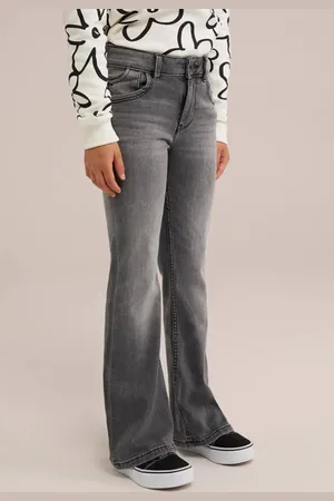 WE Fashion Blue Ridge flared jeans Grijs Meisjes Stretchdenim