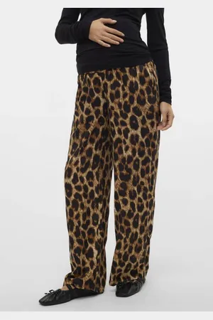 Mama;licious Regular waist zwangerschaps casual broek bruin Dames Viscose