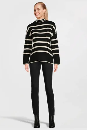 ONLY Gebreide zwangerschapstrui zwart Dames Viscose Opstaande kraag