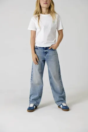 ONLY KIDS GIRL wide leg regular waist jeans Blauw Effen