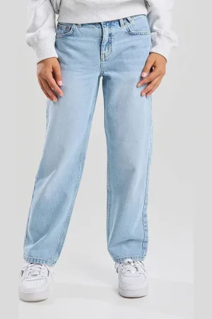 America today Low waist loose fit jeans light blue denim Blauw Effen