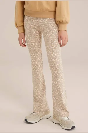WE Fashion Flared broek beige Meisjes Viscose Effen