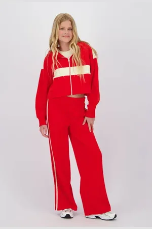 Raizzed Wide leg casual broek rood Meisjes Katoen Meerkleurig