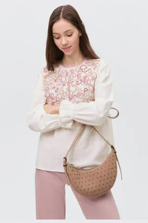 MANGO Blousetop wit Meisjes Katoen Ronde hals Bloemen