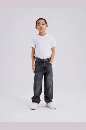 NAME IT KIDS straight fit jeans NKMRYAN Grijs Jongens Denim Effen