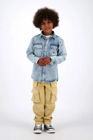 Vingino Loose cargo broek zand Beige Jongens Katoen Effen