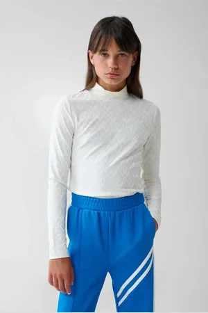 SHOEBY Longsleeve met hartjes en textuur gebroken wit Meisjes Polyester Opstaande kraag