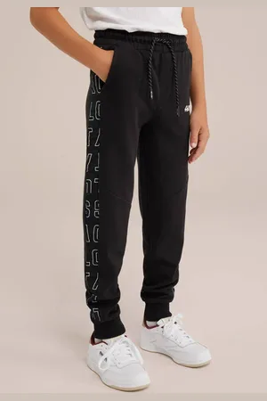 WE Fashion Slim fit joggingbroek Zwart Jongens Katoen Effen