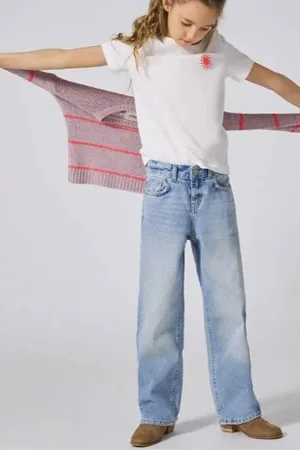 ONLY KIDS GIRL wide leg jeans Blauw Meisjes Stretchdenim
