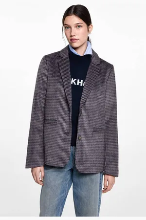 MANGO Regular fit blazer paars Meisjes Polyester Reverskraag Pied de Poule
