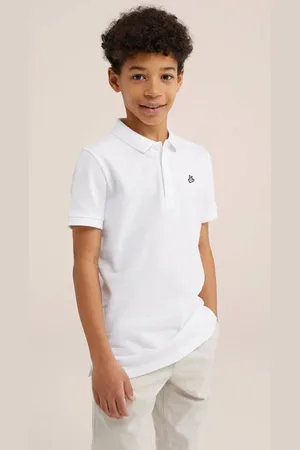 WE Fashion Polo wit Jongens Katoen Polokraag Effen