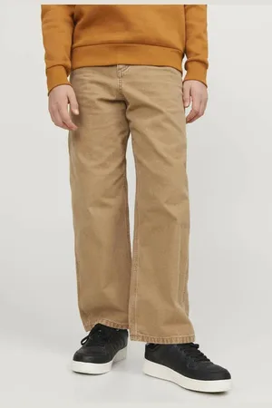 JACK & JONES JUNIOR high waist loose fit jeans JJIALEX JJCARPENTER Bruin Jongens Katoen