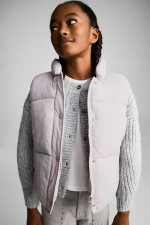 MANGO Bodywarmer lila Paars Meisjes Polyamide Opstaande kraag Effen