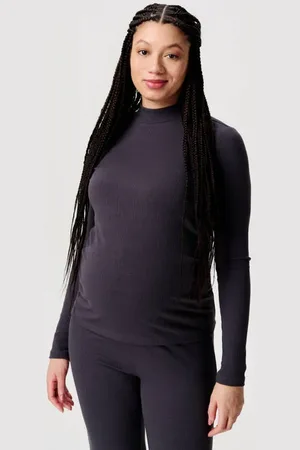Noppies Maternity ribgebreide zwangerschapslongsleeve Sira Dames Polyester Opstaande kraag