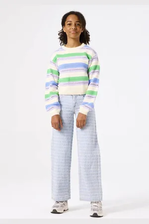 Garcia Wide leg low waist jeans light blue denim Blauw Meisjes Katoen All over print