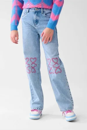 SHOEBY Straight high waist Jeans Meisjes Denim Hartjes