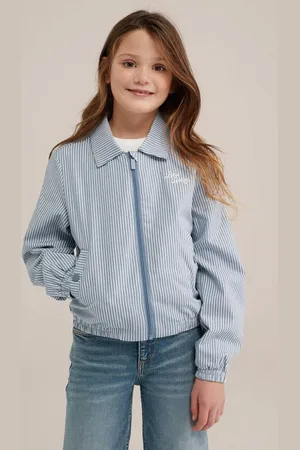WE Fashion Blue Ridge jack lichtblauw Jas Meisjes Katoen Klassieke kraag