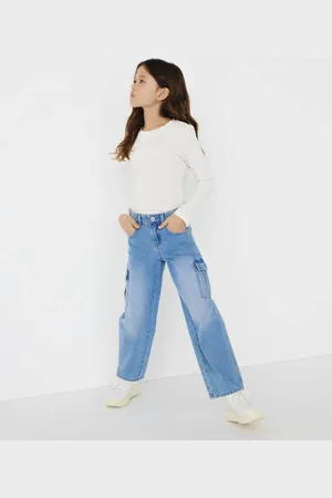 ONLY KIDS GIRL wide leg jeans KOGHARMONY Blauw Effen