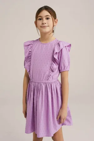 WE Fashion Korte jurk roze Meisjes Polyester Ronde hals Stip