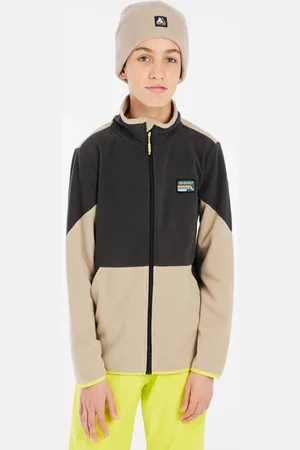 Protest Skipully Kuno Jr antraciet/beige Skivest Grijs Jongens Fleece Opstaande kraag