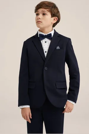 WE Fashion Colbert donkerblauw Jongens Polyester Reverskraag Effen
