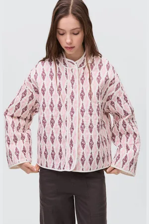 MANGO Jasje voor binnen roze Meisjes Katoen Mao kraag All over print